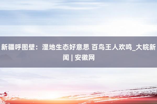 新疆呼图壁：湿地生态好意思 百鸟王人欢鸣_大皖新闻 | 安徽网