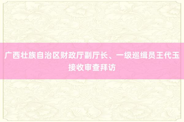 广西壮族自治区财政厅副厅长、一级巡缉员王代玉接收审查拜访