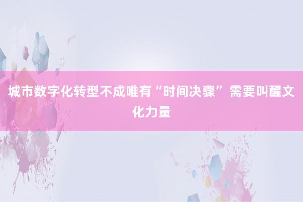 城市数字化转型不成唯有“时间决骤” 需要叫醒文化力量