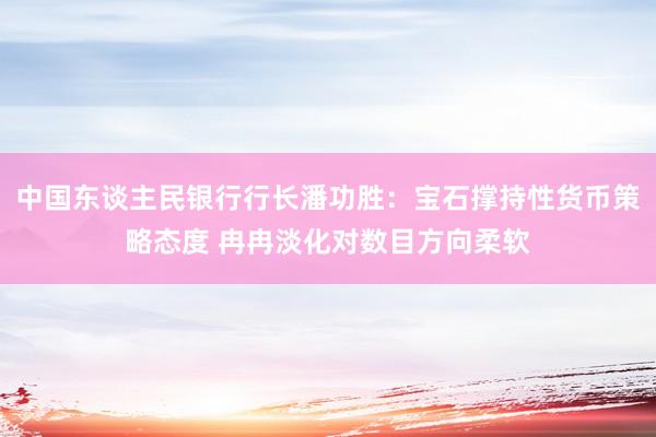 中国东谈主民银行行长潘功胜：宝石撑持性货币策略态度 冉冉淡化对数目方向柔软