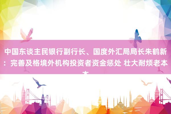 中国东谈主民银行副行长、国度外汇局局长朱鹤新：完善及格境外机构投资者资金惩处 壮大耐烦老本