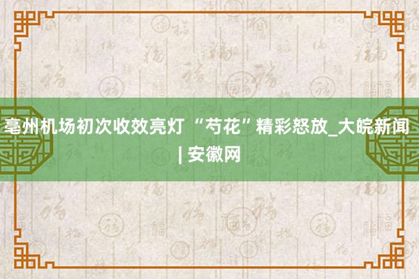 亳州机场初次收效亮灯 “芍花”精彩怒放_大皖新闻 | 安徽网