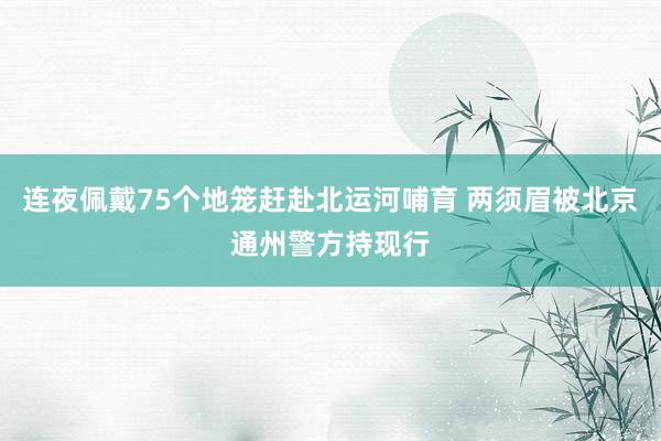 连夜佩戴75个地笼赶赴北运河哺育 两须眉被北京通州警方持现行