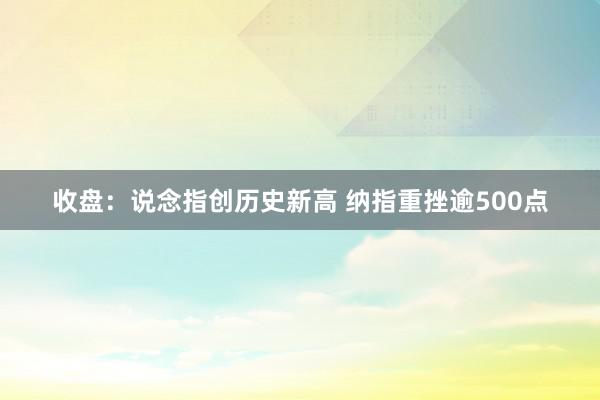 收盘：说念指创历史新高 纳指重挫逾500点