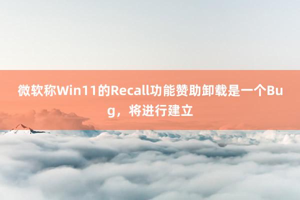 微软称Win11的Recall功能赞助卸载是一个Bug，将进行建立