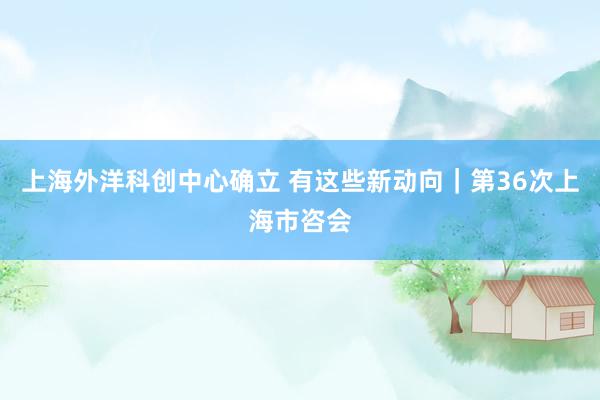 上海外洋科创中心确立 有这些新动向｜第36次上海市咨会